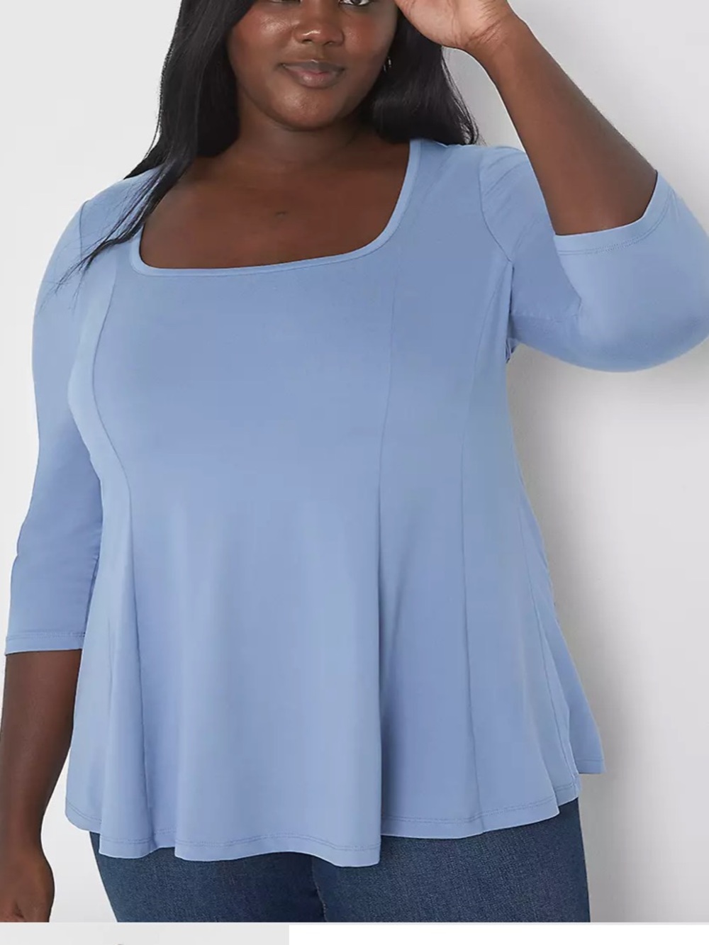 Lane Bryant Classic 3/4-Sleeve Square-Neck Fit & Flare tee periwinkle blue 30/32